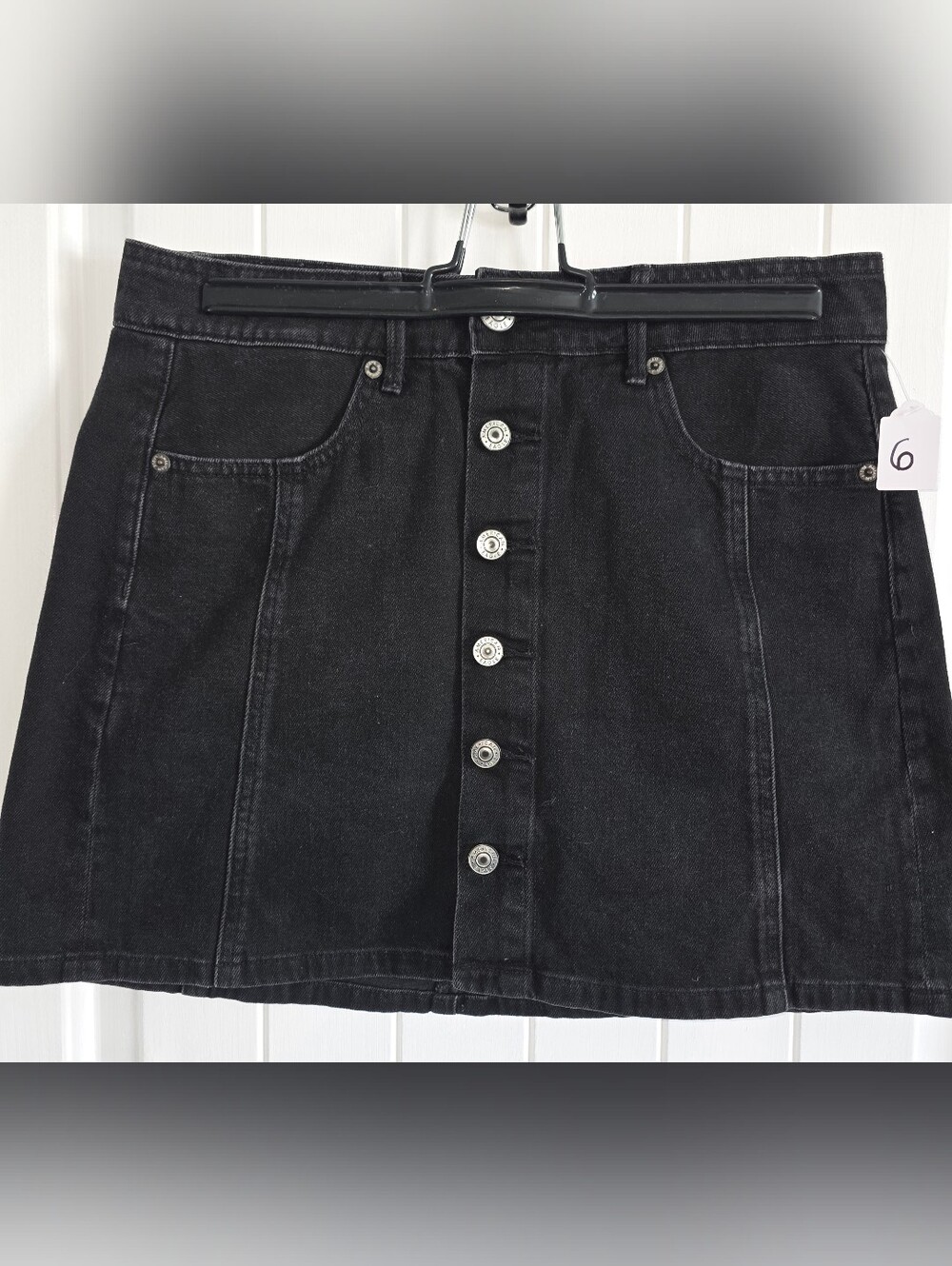 American Eagle Black Denim Button-Front Skirt A Line Skirt Size 6 ♥️